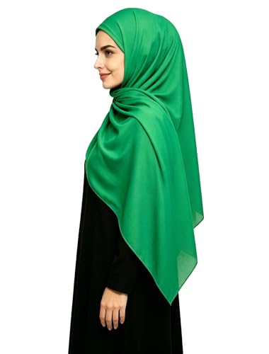 Lina & Lily Non-see-through Premium Jersey Maxi Hijab Head Scarf Wrap for Muslim Women - color: Emerald Green