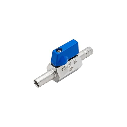 3/8” 304 Stainless Steel Mini Barb Ball Valve, Hose Shut Off Valve with Clamps, Corrosion Resistant Shut-Off Switch for Water, Gas, Fuel, Drip Irrigation - size: 3/8”