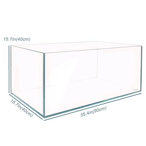 Allcolor Artisan Grade Ultra Clear Rimless Aquarium Tank (34Gal) | Low Iron Glass Fish Tank for Professional Aquascaping and Planted Layouts, 6-60 Gallons (34Gal - Anti-Jumping net) - size: 34Gal 35.4"L×15.7"W×15.7"H
