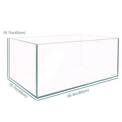 Allcolor Artisan Grade Ultra Clear Rimless Aquarium Tank (34Gal) | Low Iron Glass Fish Tank for Professional Aquascaping and Planted Layouts, 6-60 Gallons (34Gal - Anti-Jumping net) - size: 34Gal 35.4"L×15.7"W×15.7"H