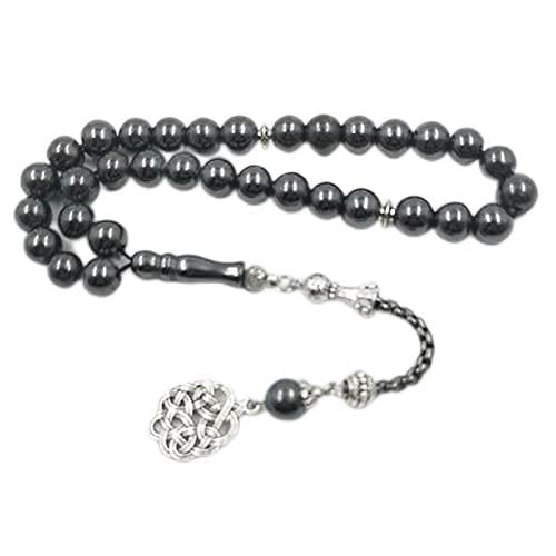 albasha Tasbih Natural Hematite Misbaha muslim prayer beads islamic stone Rosary bracelet gifts for EID Adha Arab jewelry - color: 33 beads, size: 10mm