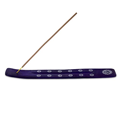 Bless-International Traditional-Handmade-Burner Wooden-Incense-Stick-Holder Ash-Catcher-Stand for-Aromatherapy-Meditation-Yoga (Heavens Blue) 10 Inches, Pack of 1 - color: Heavens Blue,10 Inch, size: One Holder