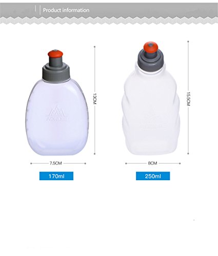 AONIJIE 250ML/350ML/500ML/600ML Portable TPU Soft Water Bottle Folding Soft Flasks For Outdoor Marathon Running Hydration Camping Hiking - color: 250ML-PP5