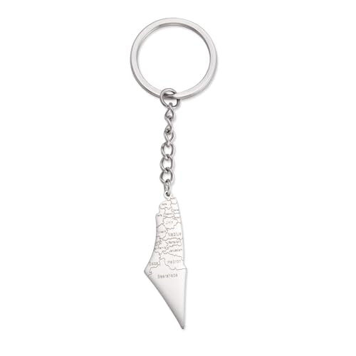 Palestine Keychain Palestine Map Country Flag Print Keyring Bring Them Home Now Patriotic Jewelry Judaica Gift Women - color: Map Silver