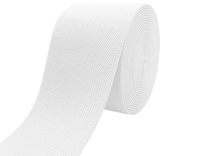 White Knit Elastic Band for Sewing 3 inch 5 Yards Double-Side Twill Woven Elastic Heavy Stretch Elastic Spool for Clothes Pants Waistband, Wigs, Skirts, Craft DIY Projects - color: White