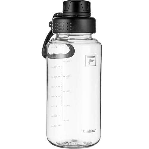 Fanhaw 32 oz Clear BPA-Free Tritan Water Bottle with Fast-Flow Spout Lid, BPA-Free & Leak-Proof Wide-Mouth Reusable Bottle for Gym, School & Office, Back to School Essentials (Clear&Black) - color: Clear&Black