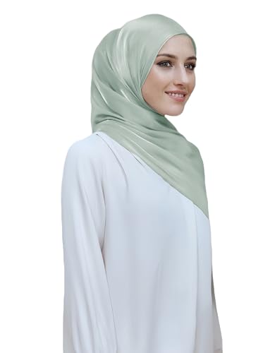 Lina & Lily Sheen Shimmer Women's Crepe Scarf Shawl Wrap Head Hijab Lightweight - color: Dusty Green