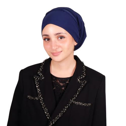 MuLanLegend Mu Lan Song Hijab | Large Non-See-Through Muslimah Headscarf Wrap | Non-Slip Women Scarf | Flowy and Drapey - color: Navy Blue