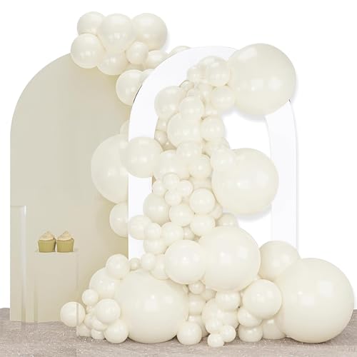 PartyWoo 베이지 풍선 140피스 다양한 사이즈 45.7cm(18인치), 30.5cm(12인치), 25.4cm(10인치), 12.7cm(5인치), 12.7cm(5인치), 크림, 아이보리, 풍선 아치 키트, 화환, 결혼식, 브라이덜, 졸업식, 베이비 샤워, 부활절 - color: 베이지-q08