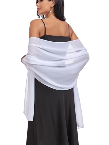 Shawls and Wraps Soft Chiffon Scarve Scarf For Evening Party Dresses Wedding Stole - color: White1