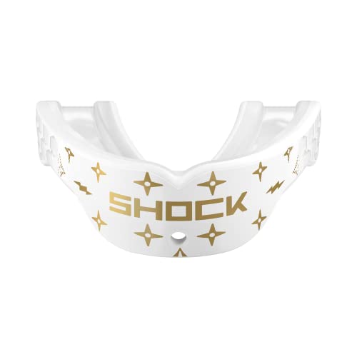 Shock Doctor Gel Max Power Carbon Convertible Mouth Guard - color: White/Gold Lux, size: Adult