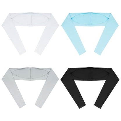 Yookat 4 Pieces Cooling Shawl Golf Cooling Shawl Arm Sleeve Sun Protection Golf Shrug for Women Men Outdoor Sports - color: Black, White, Light Gray, Blue