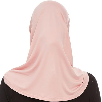 Plain Ready To Wear Amira Hijab for Women - Muslim Instant Amira Jersey Scarf – Soft Muslim One Piece Instant Hijab Headscarf - color: Bubblegum