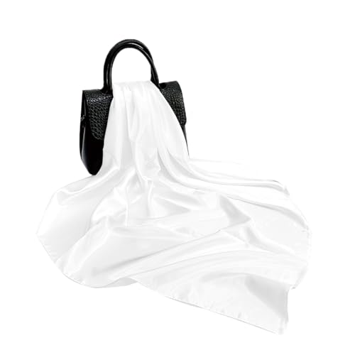 Elegant Satin Jersey Muslim Hijab Scarf Square Soft Head Wrap Scarves Shawl for Women Girls - color: White(90*90cm)