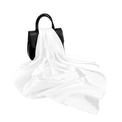 Elegant Satin Jersey Muslim Hijab Scarf Square Soft Head Wrap Scarves Shawl for Women Girls - color: White(90*90cm)