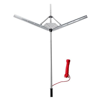 VEVOR Lake Weed Cutter, Pond Aquatic Plant Cutting Tool with 48 in Max. Cut Width, Sharp and Heavy-Duty Steel Blades, Pond Rake with 30 ft Throw Rope, for Cattail, Phragmites, Lilly Pads & Chara - size: 36-48in