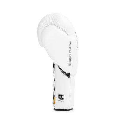 Everlast Powerlock OG Pro Boxing Gloves | Lace Up Fight Gloves - color: White/White/Black, size: 10oz X-Large