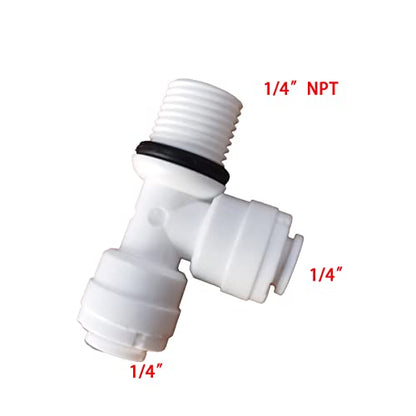 Malida OST-7544 Male Thread Tee Water Filter Tubing Fittings, Push to Connect 1/4" NPT Male Thread x 1/4" OD Tube x 1/4" OD Tube,5pcs. - size: 1/4"NPT x 1/4"OD Tube x 1/4"OD Tube