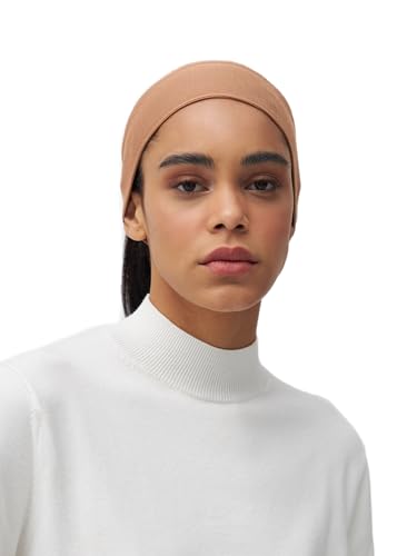 Modest Bandana Ribbed | For Muslim Women Undercap Pre-Sewn Inner Scarf Accessory Easy To Wear - color: Warm Taupe