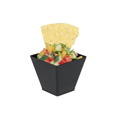 Restaurantware 2-OZ Mini Kova Dessert Tumbler Cup - Elegant Square Black Plastic Cups: Perfect for Serving Desserts and Snack Samples - Disposable and Eco-Friendly - 100-CT - color: Black, size: 2 oz