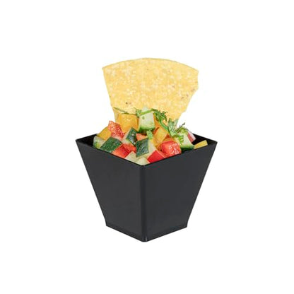 Restaurantware 2-OZ Mini Kova Dessert Tumbler Cup - Elegant Square Black Plastic Cups: Perfect for Serving Desserts and Snack Samples - Disposable and Eco-Friendly - 100-CT - color: Black, size: 2 oz