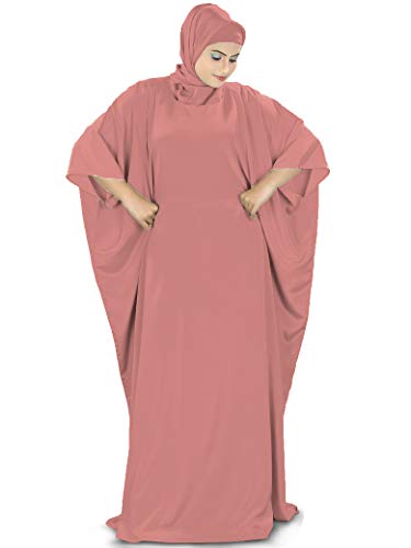 MyBatua Women's Kaftan, Free Size Abaya, Dubai Islamic Dress, Muslim Maxi KF-001 - color: Dusty Pink