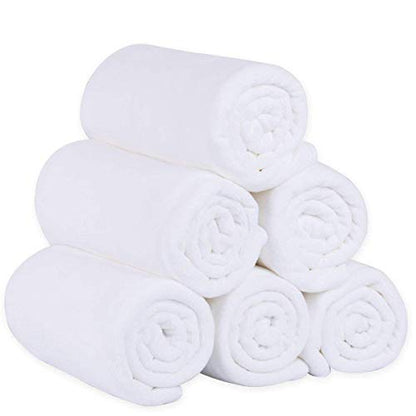 JML Microfiber Bath Towels Set, 6 Pack (30" x 60") | Hanging Loop, Soft, Extra Absorbent, Quick Dry as Spa, Sauna, Salon Hair Wrap - color: Microfiber White, size: 6 Pack (30 in x 60 in)