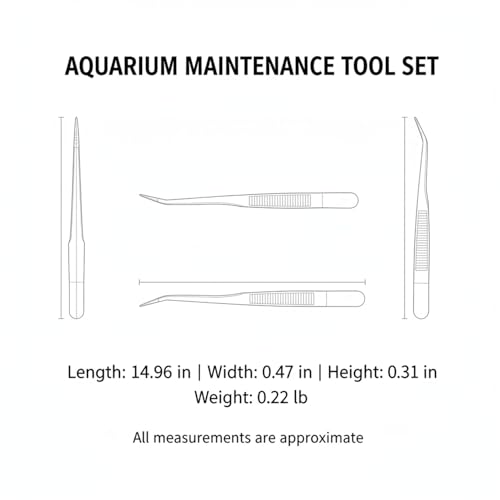Aquarium Maintenance Tool Set - 430 Stainless Steel Long Reach Scissors, Tweezers & Sand Shovel for Fish Tanks - size: 14.96 x 0.47 x 0.31 in