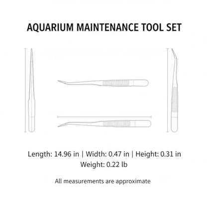 Aquarium Maintenance Tool Set - 430 Stainless Steel Long Reach Scissors, Tweezers & Sand Shovel for Fish Tanks - size: 14.96 x 0.47 x 0.31 in