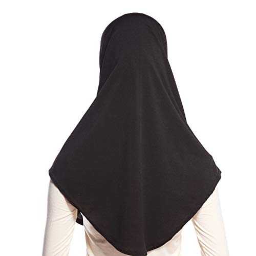 XISAOK Womens 2 Piece Solid Color Amira Jersey Muslim Hijab Soft Cotton Stretch Head Scarf with Tube Inner Underscarf Cap Hood White