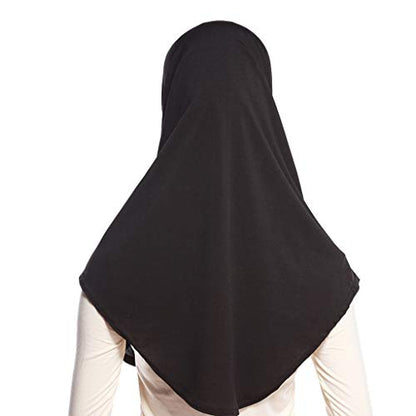 XISAOK Womens 2 Piece Solid Color Amira Jersey Muslim Hijab Soft Cotton Stretch Head Scarf with Tube Inner Underscarf Cap Hood White