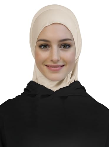 Lina & Lily Modal Jersey Muslim Amira Instant Hijab Scarf One Piece Ready-To-Wear - color: Beige