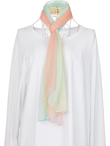 uxcell Women'sChiffon Sheer Long Scarf Silky Gradient Party - color: Pale Pink Yellow Blue