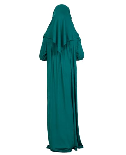 Prien Kids Muslim Prayer Dress With Hijab & Pouch, Soft Viscose Abaya For Girls, Islamic Clothes, Robe For Eid, Ramadan - color: Emerald