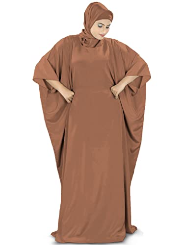 MyBatua Women's Kaftan, Free Size Abaya, Dubai Islamic Dress, Muslim Maxi KF-001 - color: Light Brown