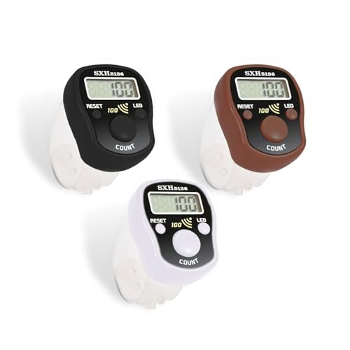 Finger Counter Click Manual Digital clicker, 5pack Stitch Tally Knitting Counters Led Re-settable Digits Pitch Electronic LCD Display finger Number Counter Fr Row, People, Score, Inventory,Crochet - color: 3pack