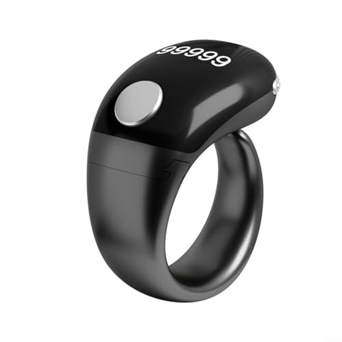 Portable Counter Ring Electronic Tally Finger Counter With LCD Display Type C Charging Adjustable Size ABS Silicone For Office Classroom Meditation(Black) - color: Black