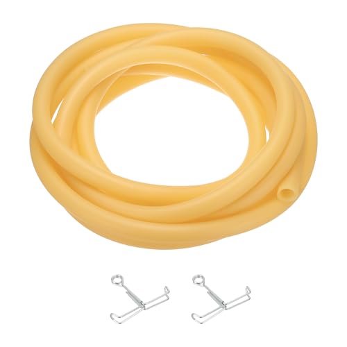 PATIKIL Plastic Tubing, 12mmx17mmx5m Vinyl Tubing Tube with Hose Clamps, Soft Hose Line Pipe for Multipurpose Industrial Vinyl Aquarium, Yellow - size: 12mmx17mmx5m