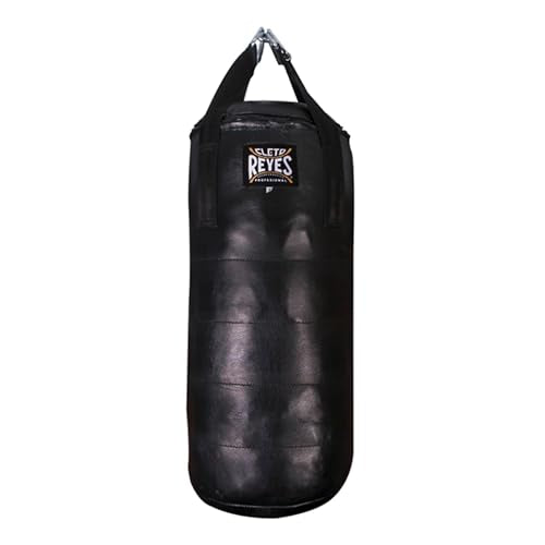 CLETO REYES Heavy Punching Bag for Adults Boxing Training Equipment, MMA, Kickboxing, Muay Thai, Leather, Small, Black - size: Filled