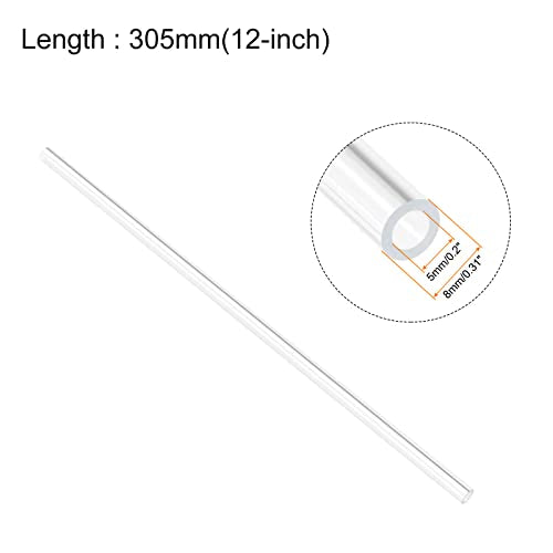 Clear Acrylic Pipe Rigid Round Tubing, [for Aquarium, Crafts, Lighting Tube] - 3/16"x5/16"/12"/4 Pcs - size: 3/16" x 5/16"