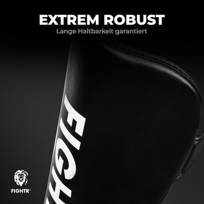 FIGHTR® Shin Guards - with a and Ideal Padding | Thick shin Protection for Kicks in Kickboxing, MMA, Muay Thai and Other Martial Arts - color: All Black, size: Small