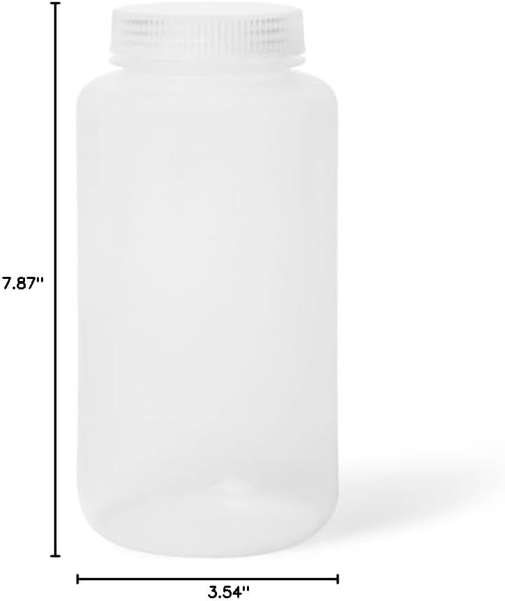 United Scientific™ Sample Bottles with Lids, Polypropylene, 1000ml, 6-Pack | 32 oz Plastic Bottles with Lids, BPA-Free, Autoclavable, Leakproof Seal Rings, Wide Mouth Sample Containers, RoHS Compliant - size: 32 oz (Pack of 6)