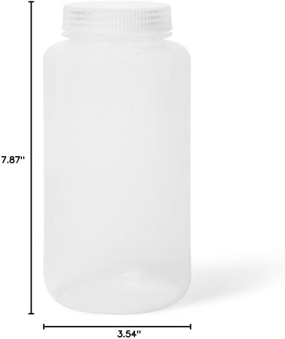 United Scientific™ Sample Bottles with Lids, Polypropylene, 1000ml, 6-Pack | 32 oz Plastic Bottles with Lids, BPA-Free, Autoclavable, Leakproof Seal Rings, Wide Mouth Sample Containers, RoHS Compliant - size: 32 oz (Pack of 6)
