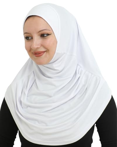 Prien Plain Ready To Wear Hijab for Women, Muslim Instant Turbans, Soft Jersey Scarf, Islamic Clothes, Long Hijabs, Abaya - color: White