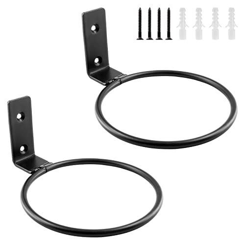 Jiozermi 2 Pack 6 inch Flower Pot Holder Ring, Matte Black | Flower Pot Holder Ring Wall Mounted Set Wall Mounted Metal Planter Hanger Matte Black Hanging Plant Holder - size: 6"