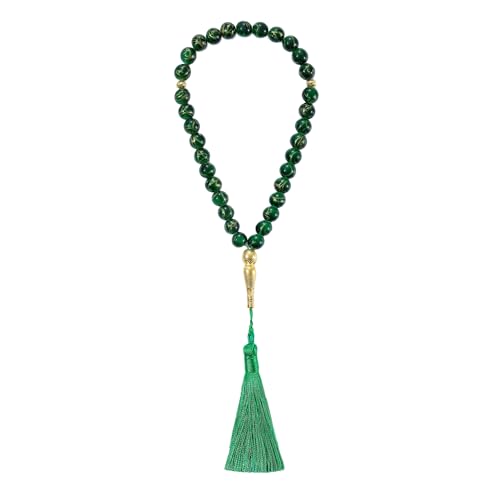 Islamic Prayer Beads 33 Beads with Tassel Tasbih Misbaha Catalin Tasbeeh Muslim Rosary - color: Green