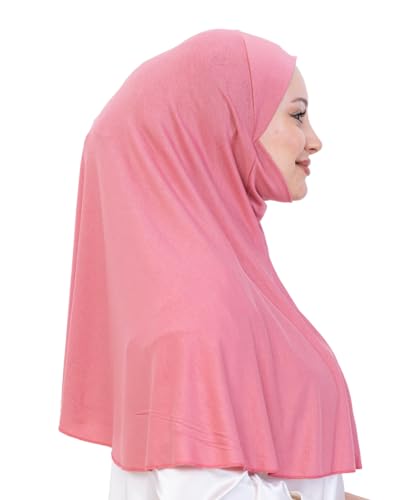 Prien Easy To Wear Hijab For Women, Muslim Instant Turban With Niqab, Islamic Clothes, Soft Scarf For Prayer, Abaya, Khimar - color: Dusty Rose