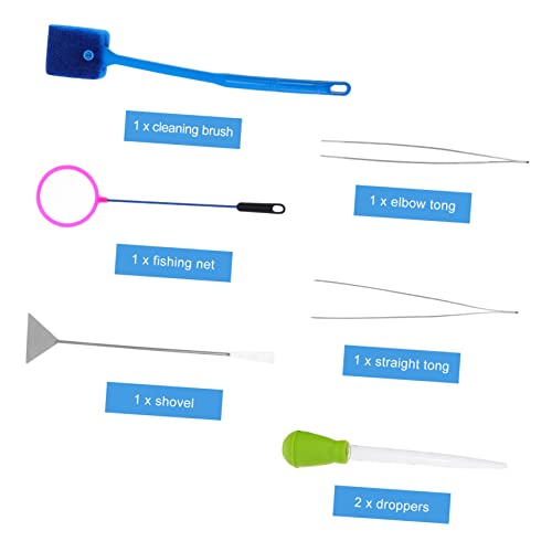 BESPORTBLE 7pcs Aquarium Cleaning Tool Kit Stainless Steel Tweezers Brush and Net for Efficient Fish Tank Maintenance and Plant Care