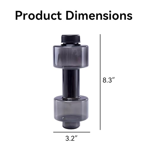 BDumbbell Shaped Sports Water Bottle Durable Plastic Gym Water Kettle For Fitness Outdoor And Daily Use - color: black