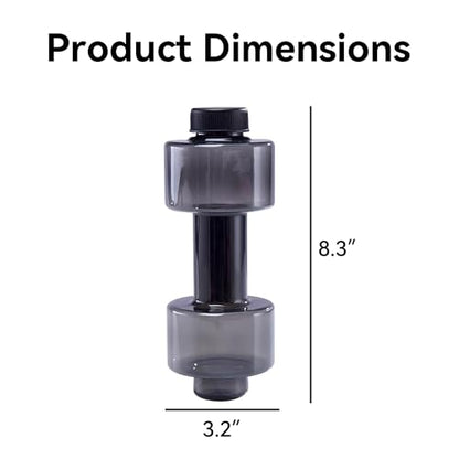 BDumbbell Shaped Sports Water Bottle Durable Plastic Gym Water Kettle For Fitness Outdoor And Daily Use - color: black